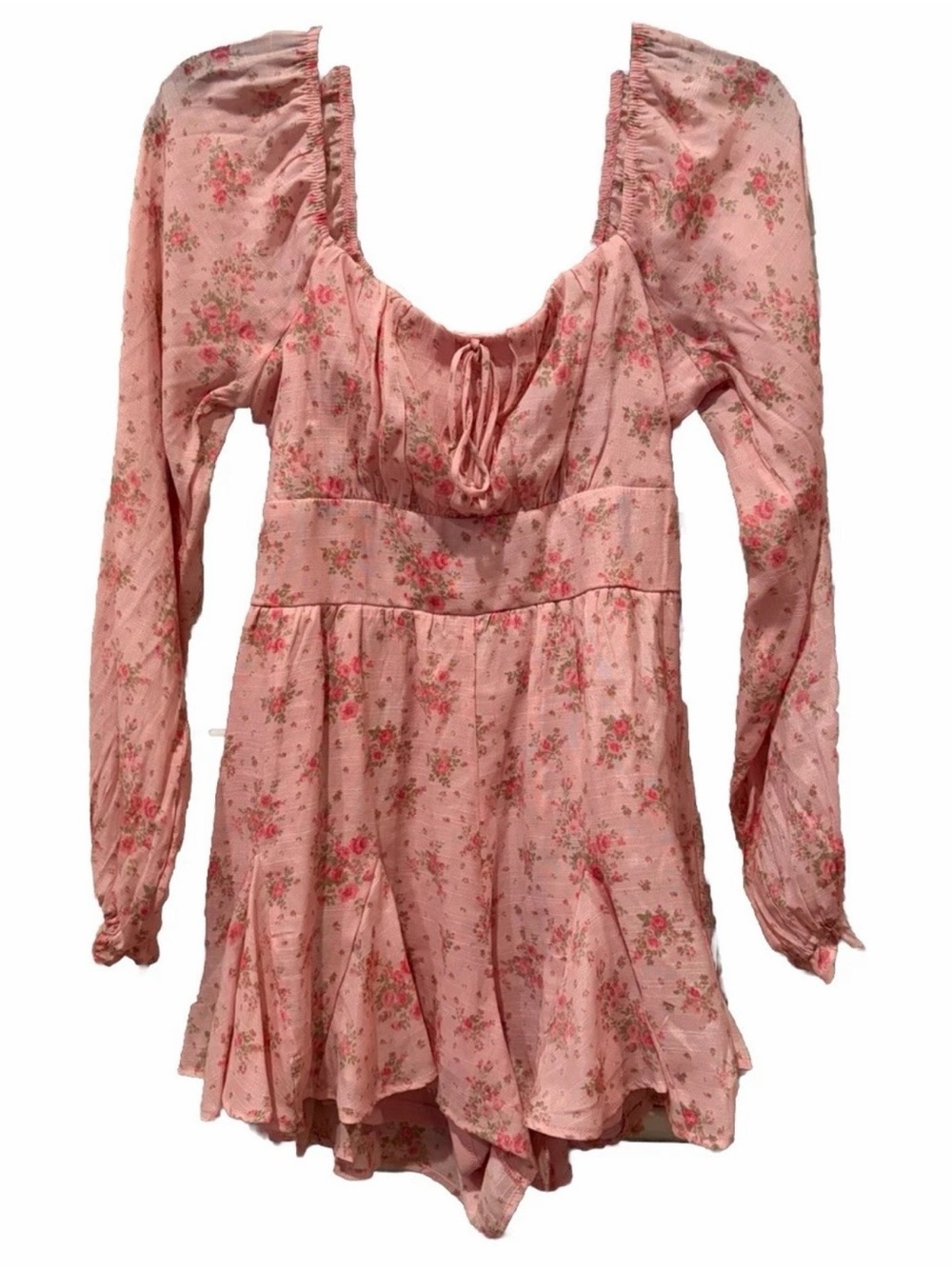 Trixxi Peach Floral Lined Romper Size Medium